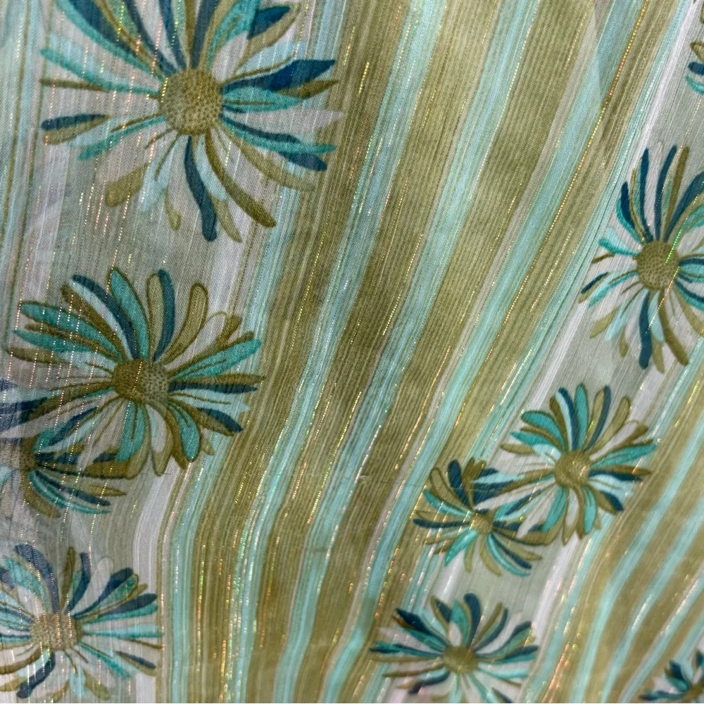 A.P.N.Y Halter Midi Dress Size 10 Green Floral Gold Metallic Fairy Y2K - Picture 5 of 7